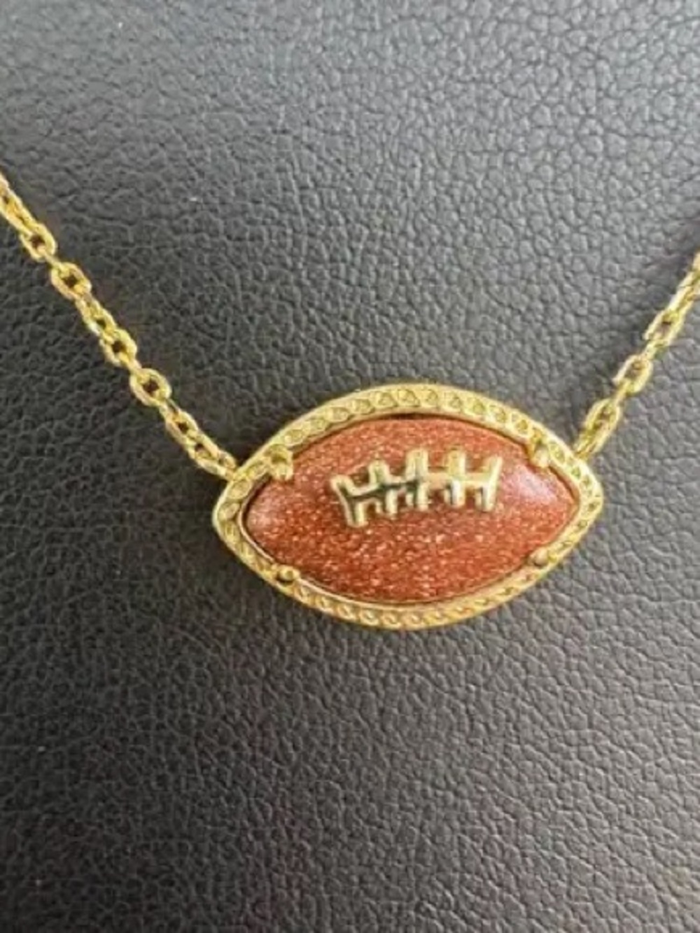 Kendra Scott ~Gold-Tone Game Day Football Pendant Necklace Short